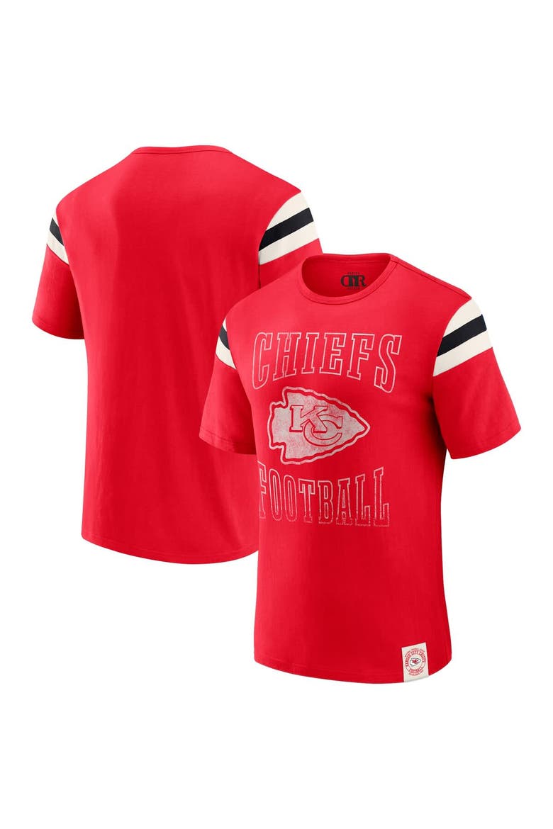 Men's Darius Rucker Collection by Fanatics  Red Kansas City Chiefs Football Stripe Sleeve T-Shirt, Main, color, Red