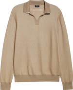 ZEGNA Long Sleeve Silk & Cashmere Polo Sweater