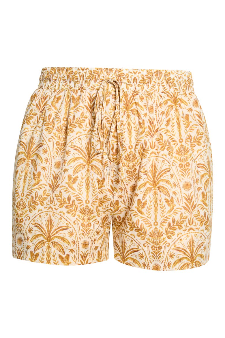 Calina Tropical High Waist Shorts, Alternate, color, CREAM-BROWN
