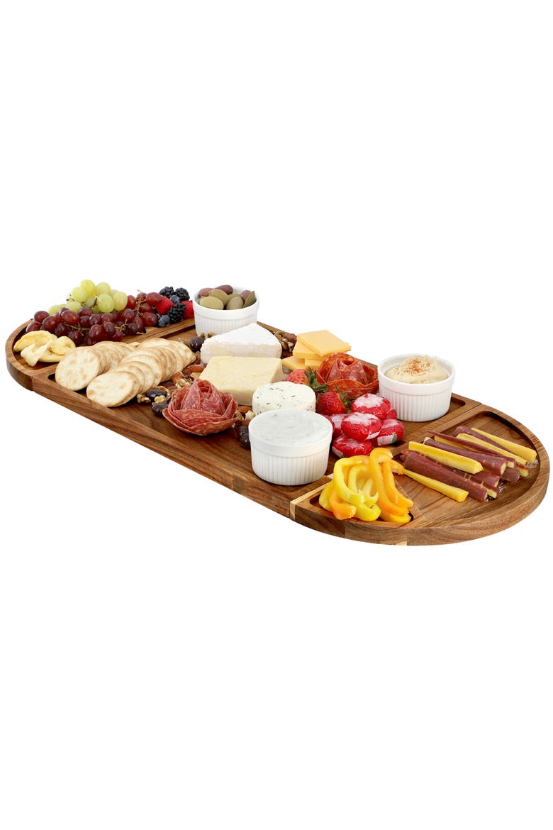 3 Piece Acacia Wood Cutting Board with Maganitized Serving Board Platter, Main, color, Acacia