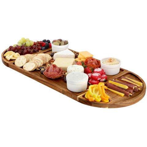 3 Piece Acacia Wood Cutting Board with Maganitized Serving Board Platter