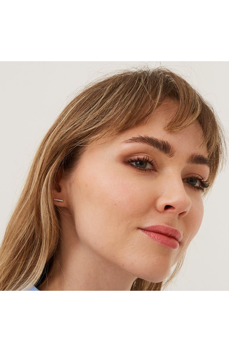 Spero London Sterling Silver Zirconia Bar Stud Earring, Alternate, color, Silver