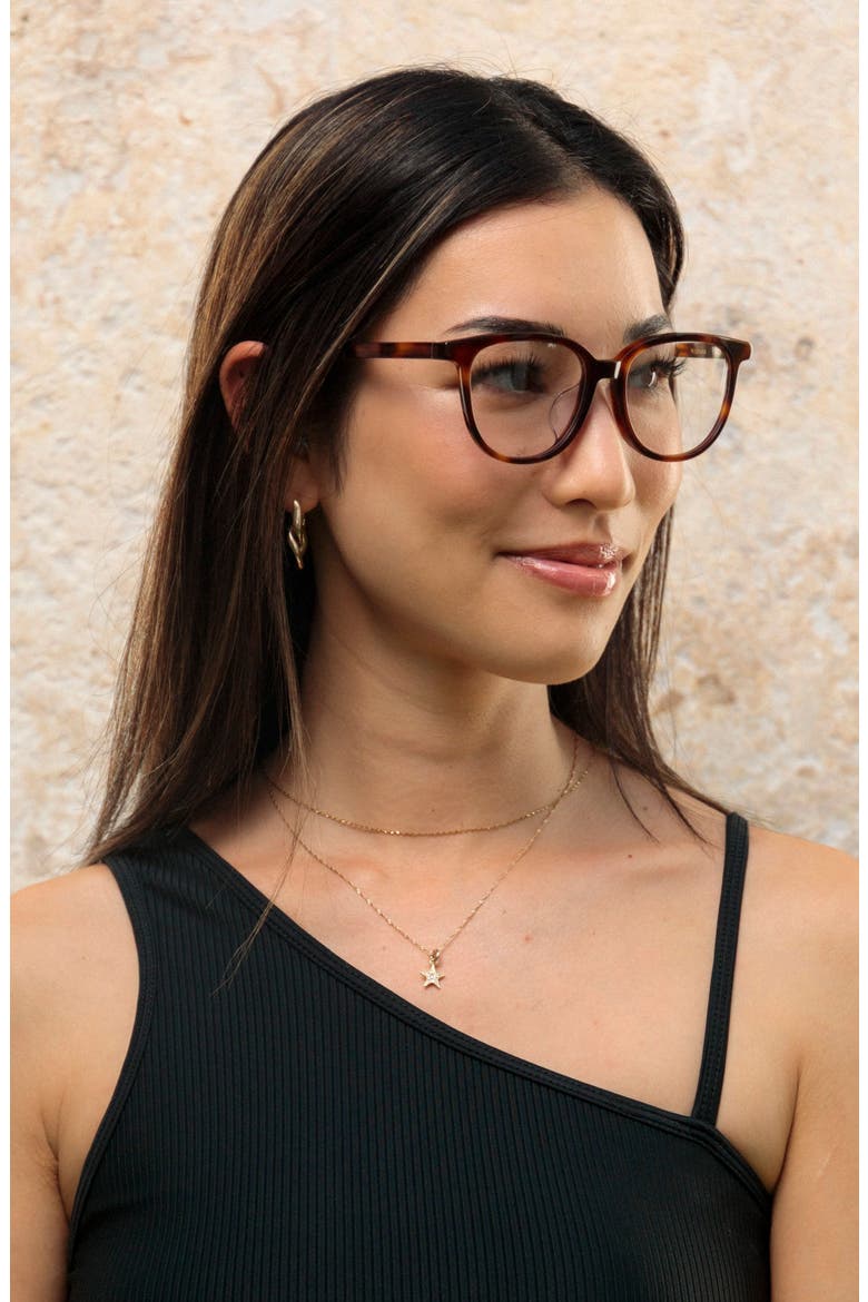 Waipuna 53mm Low Bridge Round Optical Glasses, Alternate, color, CAPPUCCINO / CLEAR LENSES