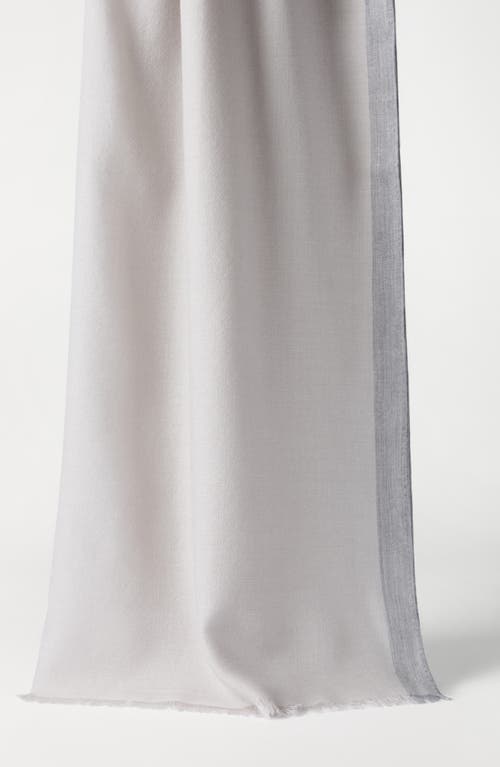 Brunello Cucinelli Cashmere And Silk Scarf With Stripe In Neutral