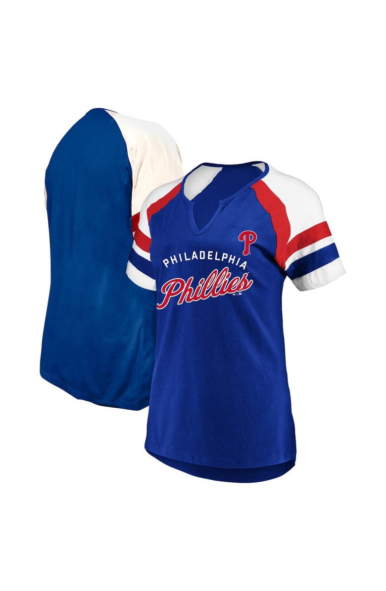 PROFILE Women's Profile Royal Philadelphia Phillies Arched Notch Neck T-Shirt, Alternate, color, Royal