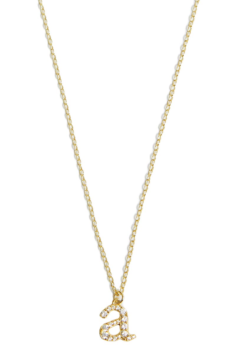 Argento Vivo Sterling Silver Mini Pavé Initial Necklace, Main, color, Gold- A