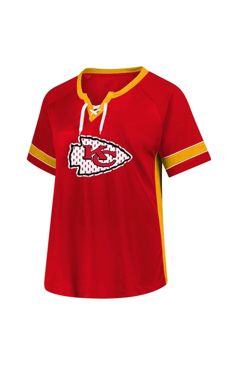 FANATICS Women's Fanatics Travis Kelce Red Kansas City Chiefs Plus Size Name & Number Lace-Up T-Shirt, Alternate, color,