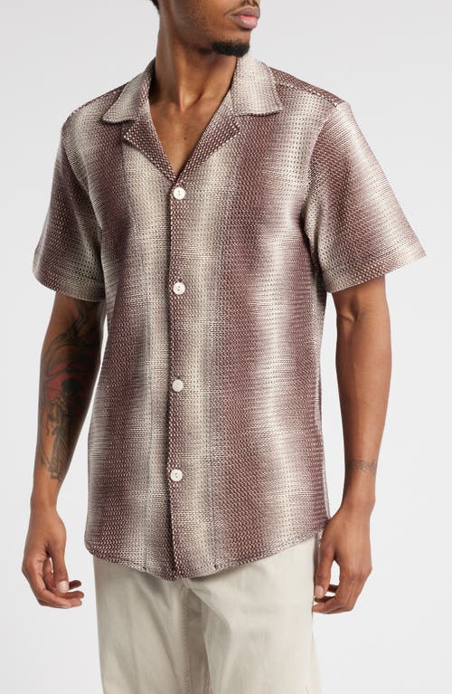 Shop Oas Merlot Echo Cuba Ombré Stripe Knit Cotton Camp Shirt In Red