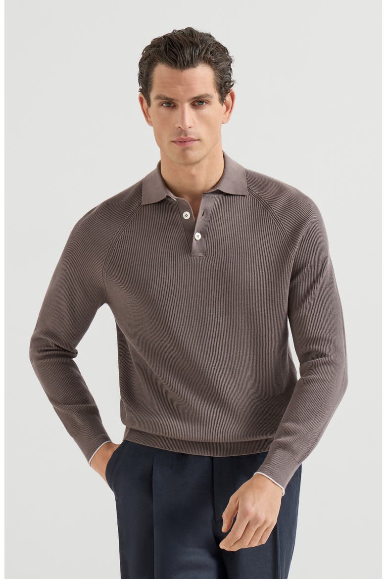 Rib knit polo, Main, color, Hazelnut