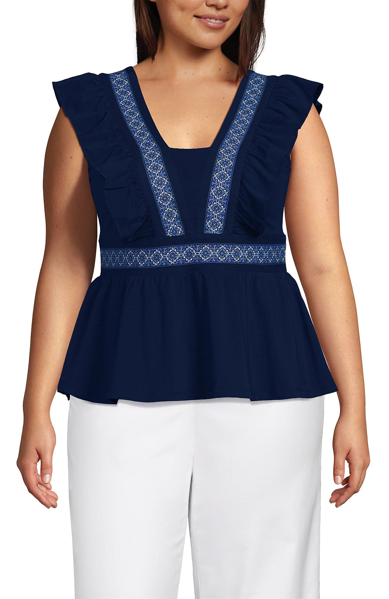 Plus Size Lightweight Jersey Ruffle Peplum Top - image 3
