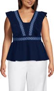 Lands' End Lightweight Jersey Ruffle Peplum Top