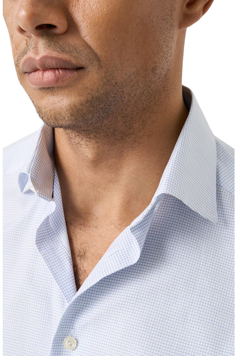 Slim Fit Check Cotton Twill Dress Shirt, Alternate, color, LIGHT BLUE