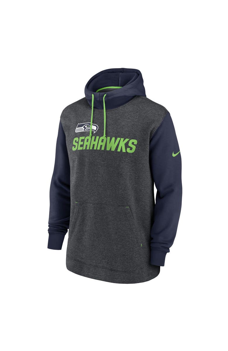 Nike Men's Nike Heathered Charcoal/College Navy Seattle Seahawks Surrey Legacy Pullover Hoodie, Alternate, color, Heather Charcoal