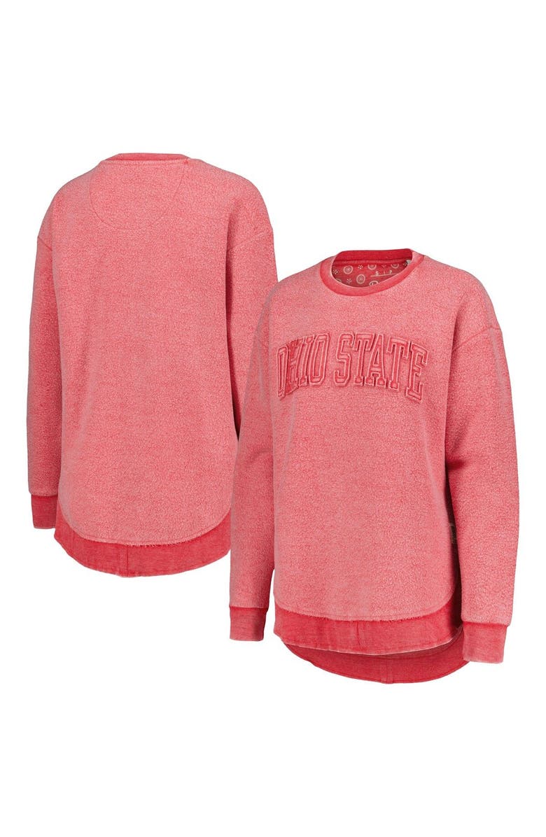 PRESSBOX Women's Pressbox  Scarlet Ohio State Buckeyes Ponchoville Pullover Sweatshirt, Main, color, Scarlet