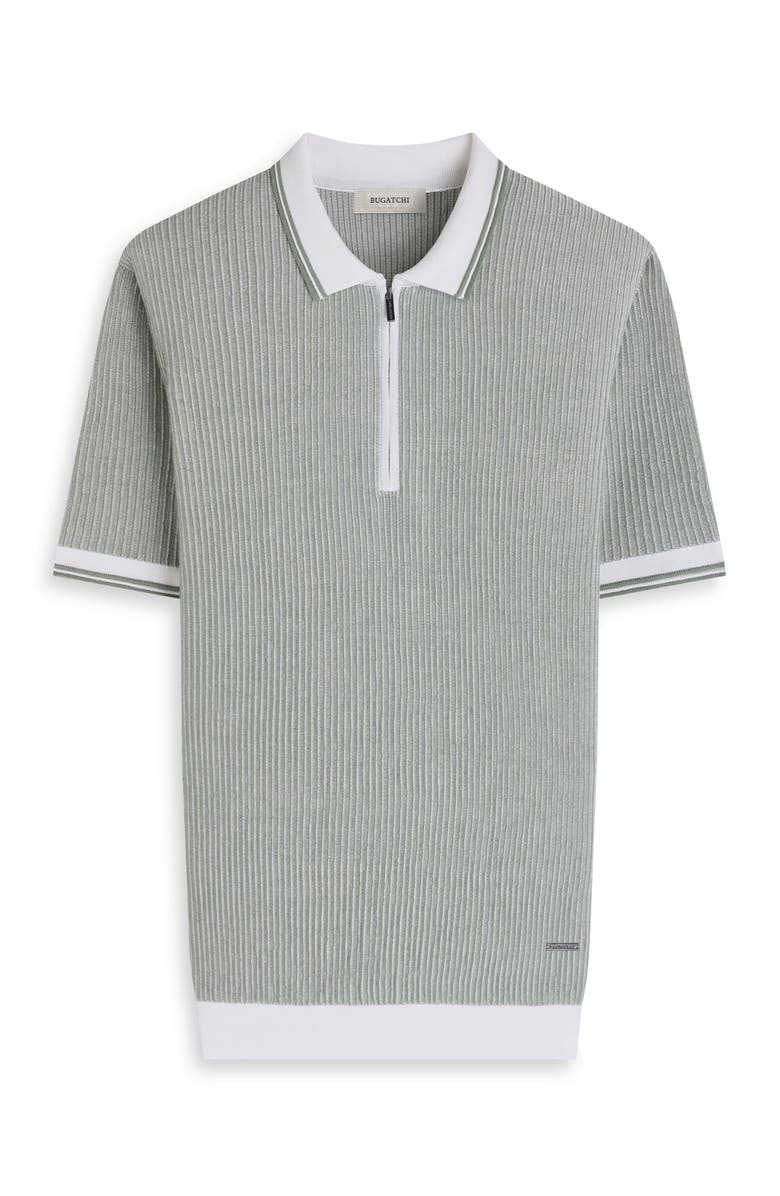 Bugatchi Ottoman Stitch Cotton & Silk Quarter Zip Polo Sweater, Alternate, color, Khaki