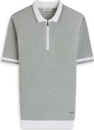 Bugatchi Ottoman Stitch Cotton & Silk Quarter Zip Polo Sweater