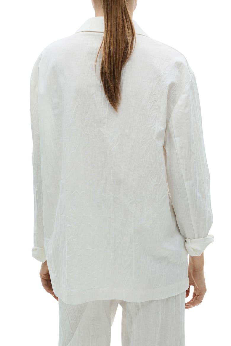 Wrinkled Effect Double Breasted Suit Jacket, Alternate, color, WHITE
