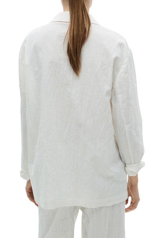 Mango Wrinkled Effect Double Breasted Suit Jacket In White