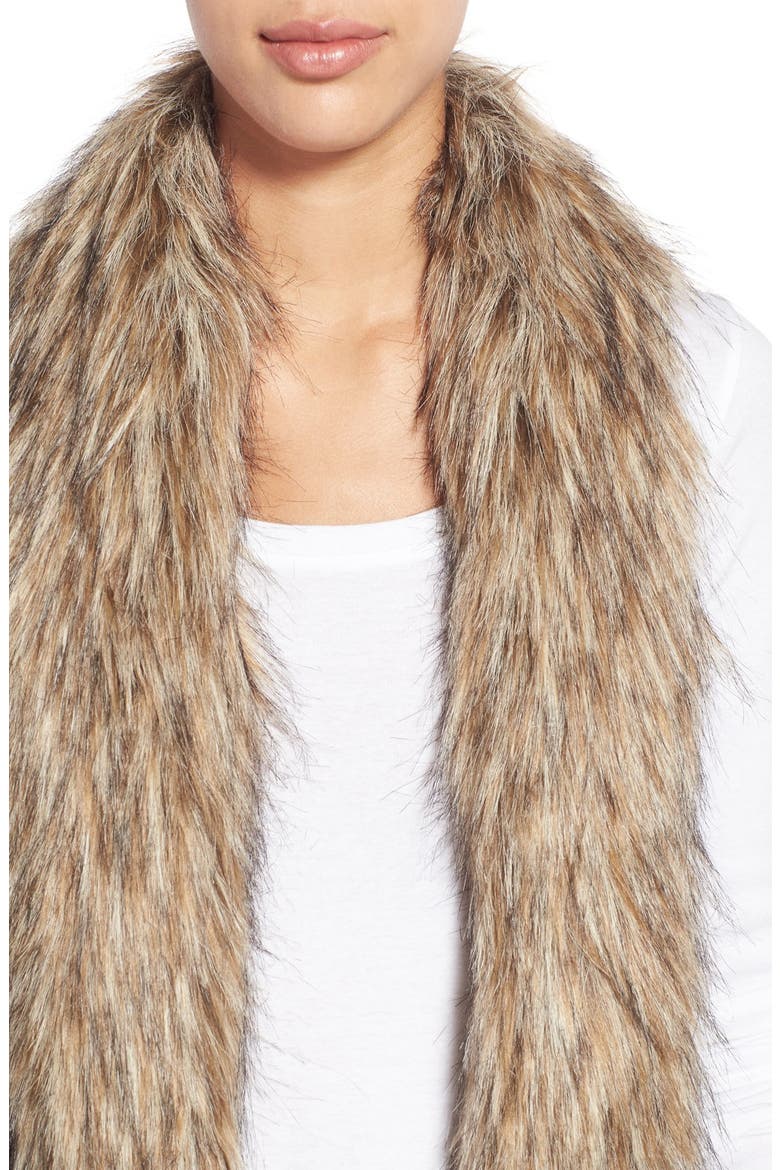 BB Dakota 'Sadi' Faux Fur Trim Knit Vest, Alternate, color, BLACK