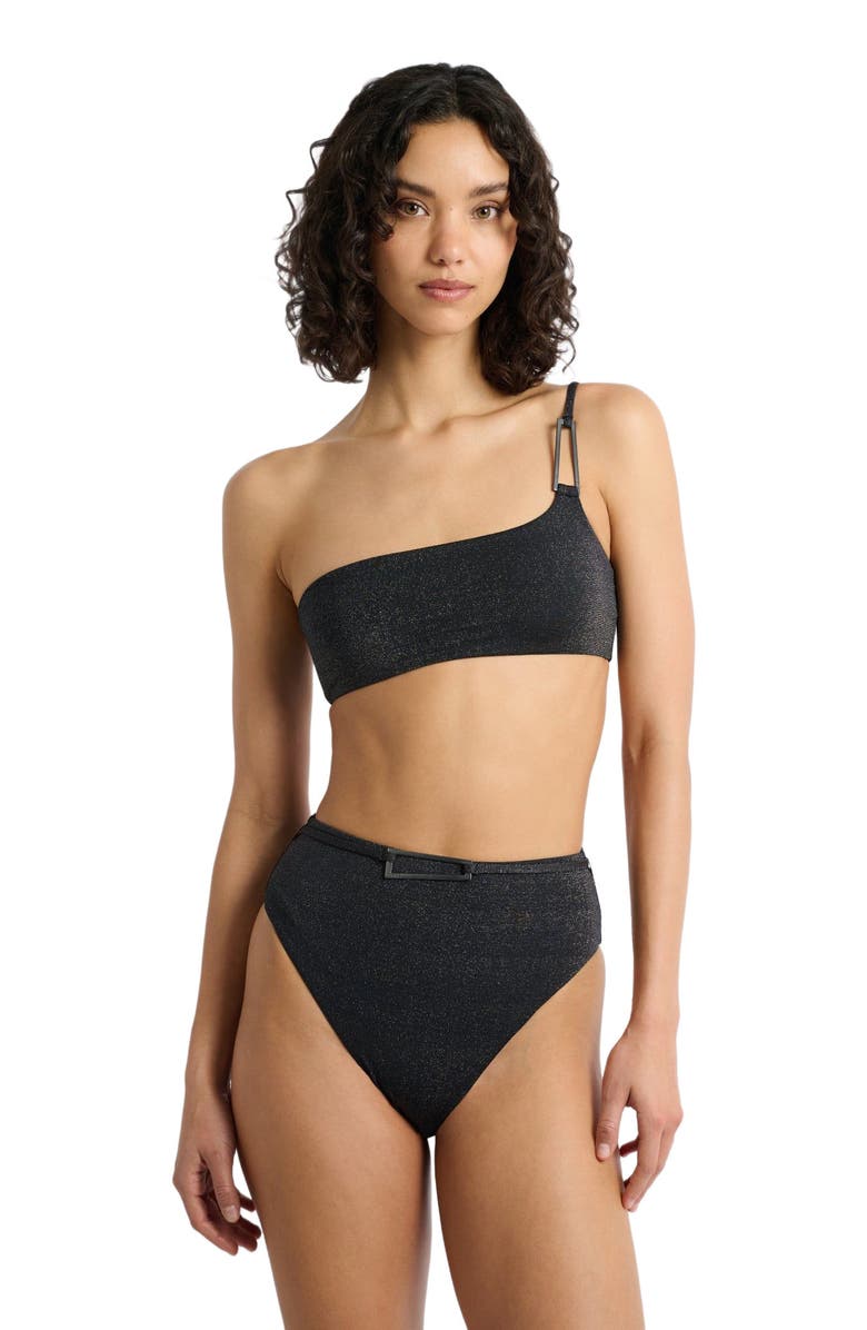 Onia Shimmer Alaia Bikini Top, Alternate, color, Black