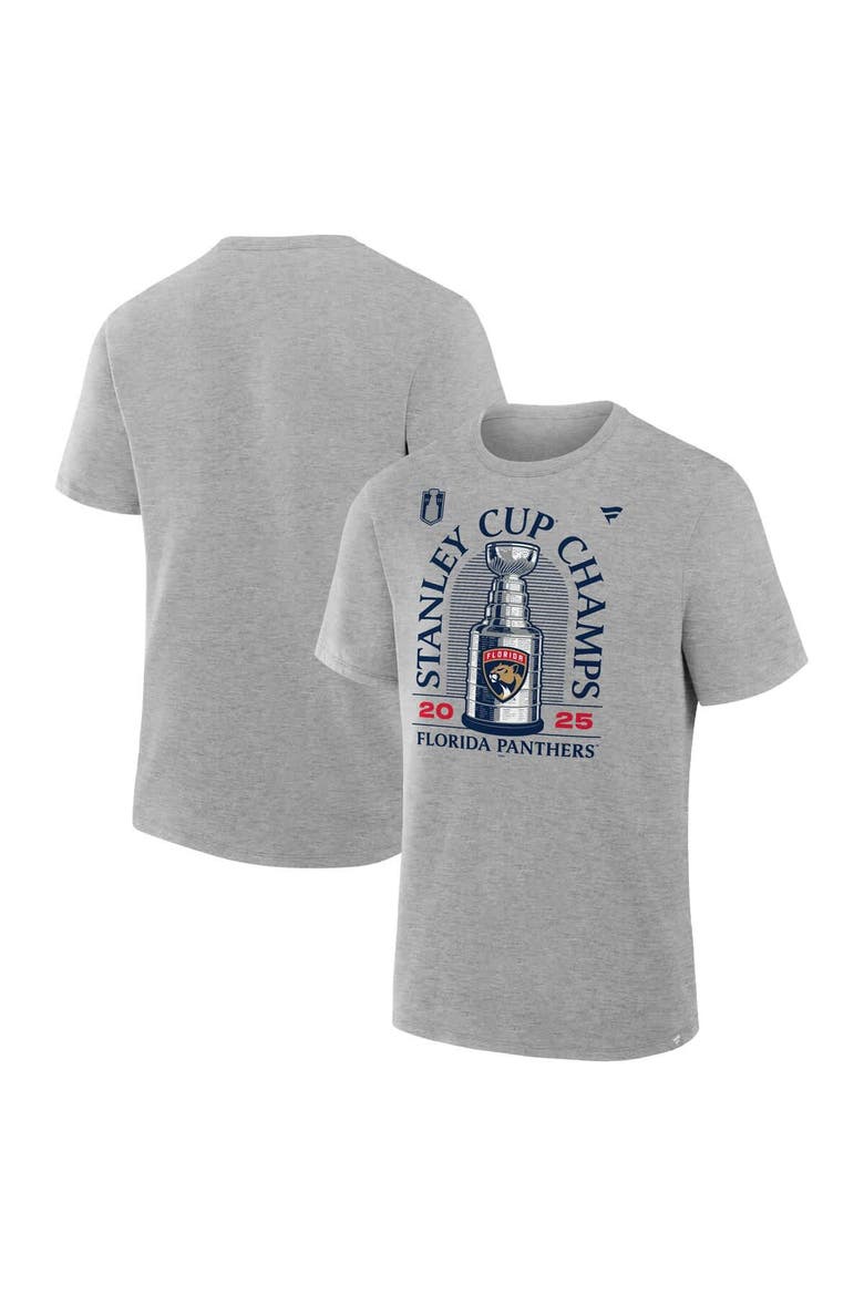 Men's Fanatics Heather Gray Florida Panthers 2025 Stanley Cup Champions Locker Room T-Shirt, Main, color, Heather Gray
