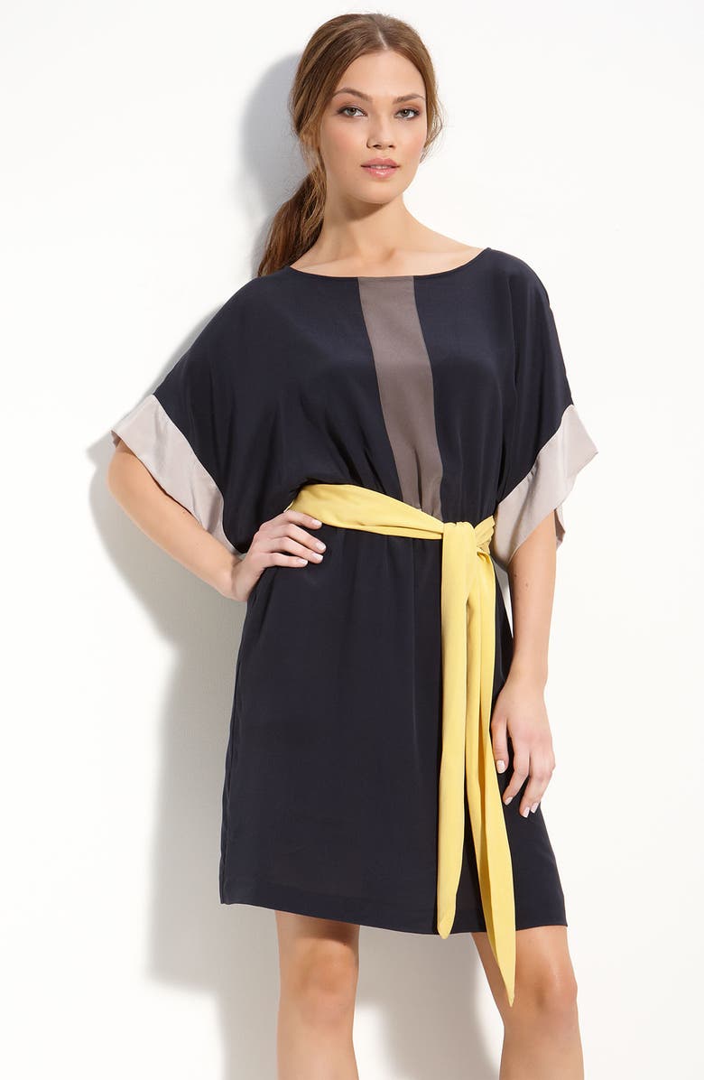 Suzi Chin for Maggy Boutique Colorblock Crêpe de Chine Dress, Main, color,