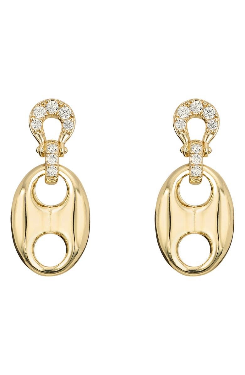 ATHRA LUXE Pavé Horsebit Drop Earrings, Main, color, Gold
