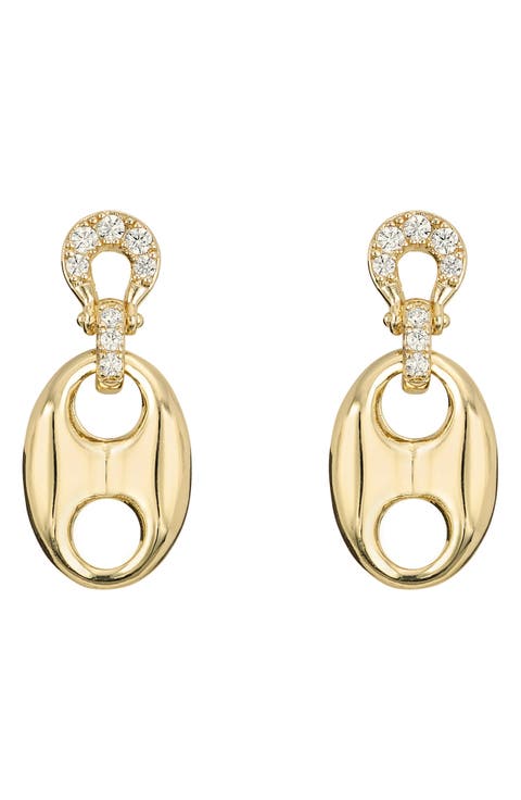Pavé Horsebit Drop Earrings