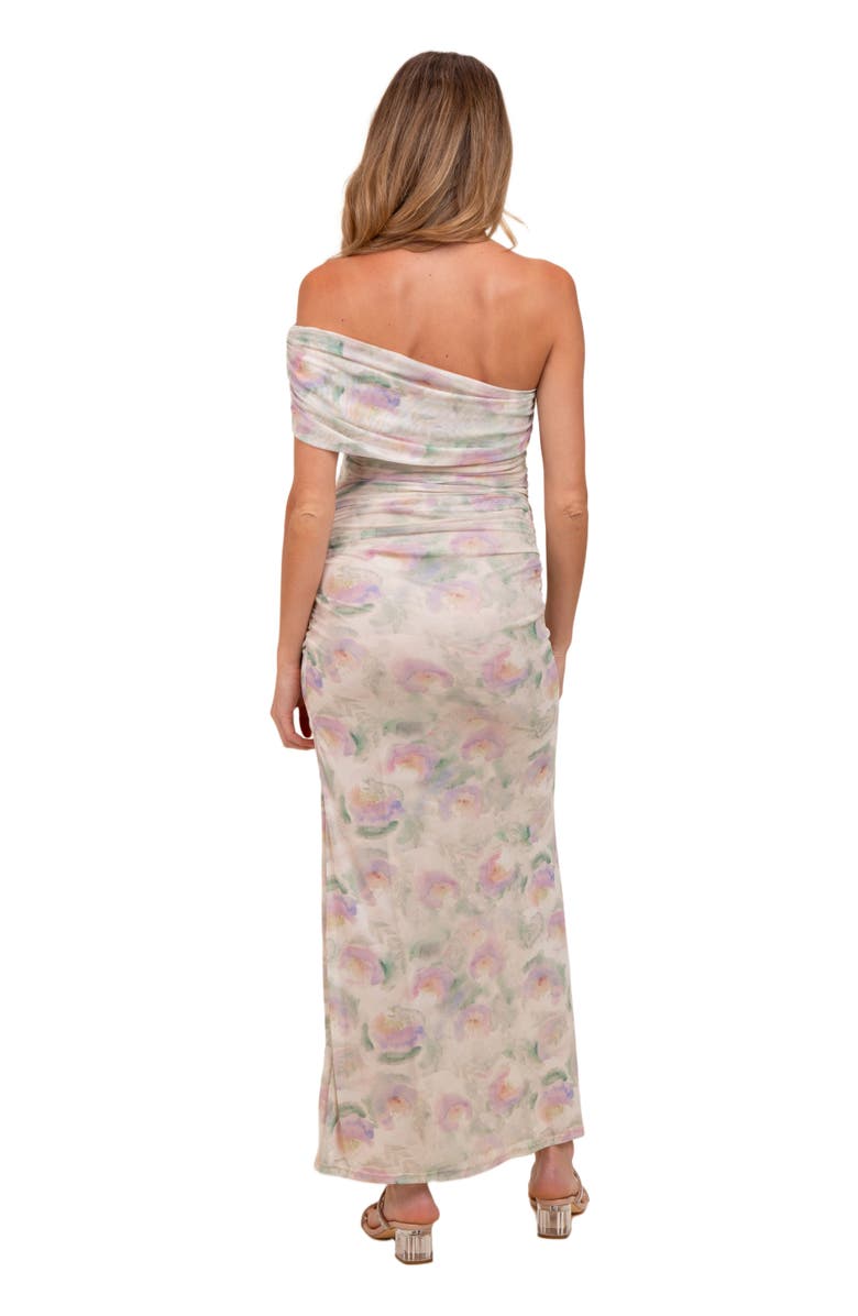 PinkBlush One Shoulder Ruched Maxi Dress, Alternate, color, Cream