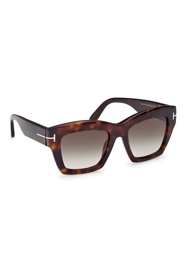 Luna 52mm Gradient Butterfly Sunglasses, Alternate, color, DARK HAVANA ECO / T LOGO