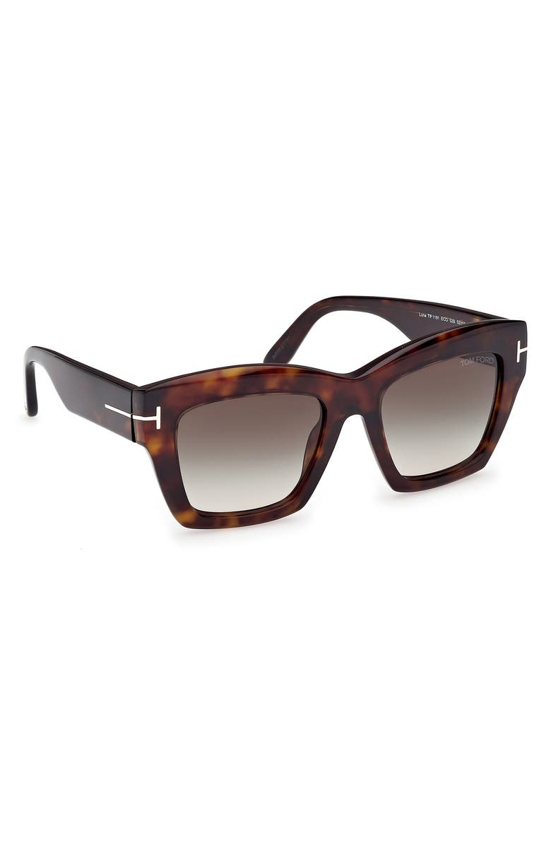 TOM FORD Luna 52mm Gradient Butterfly Sunglasses, Alternate, color, Dark Havana Eco / T Logo