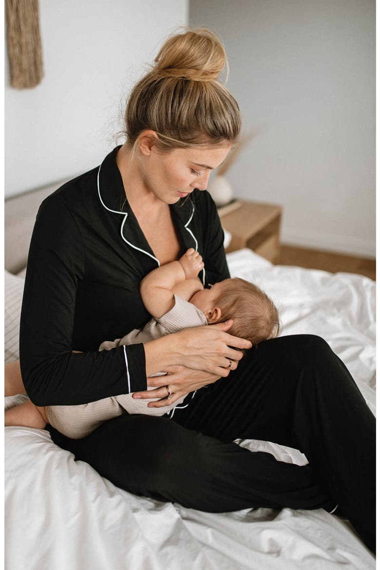 Clea Long Sleeve Pajama Set, Alternate, color, BLACK