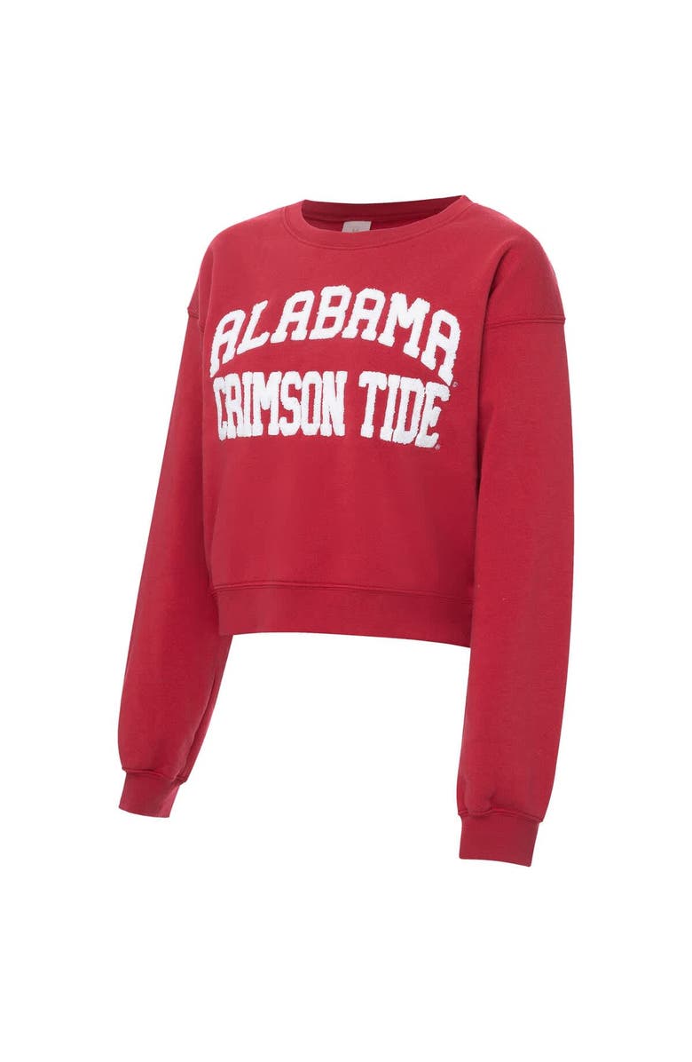 ZOOZATZ Women's ZooZatz Crimson Alabama Crimson Tide Chenille Cropped Sweatshirt, Alternate, color, Crimson