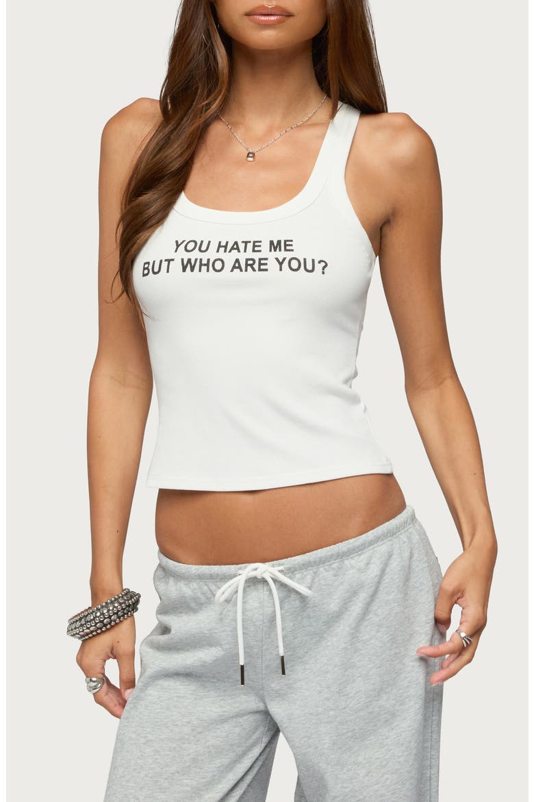 Who Are You Rib Tank, Main, color, WHITE
