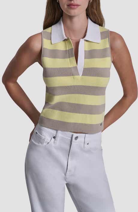 Striped Sleeveless Polo