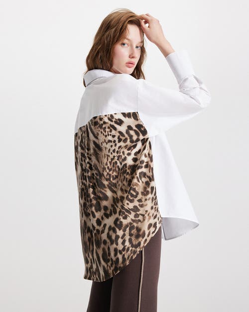 Theo The Label Echo Print Back Banker Shirt In Multi