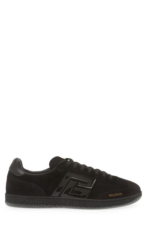 Balmain Swan Suede Low-top Sneakers In Opa Black