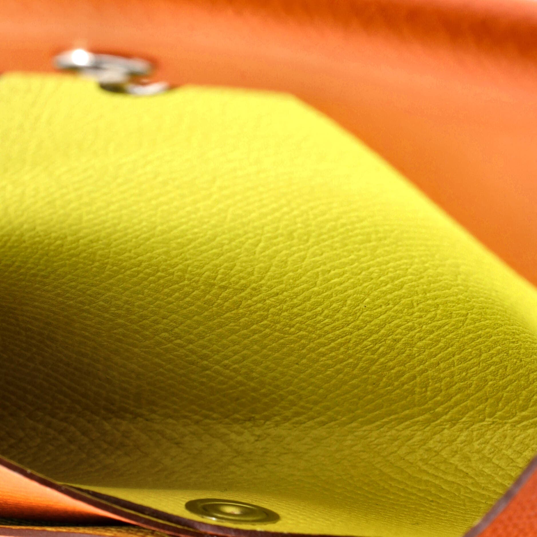 Calvi Duo Card Holder Epsom, Alternate, color, Verso-Orange H/Lime