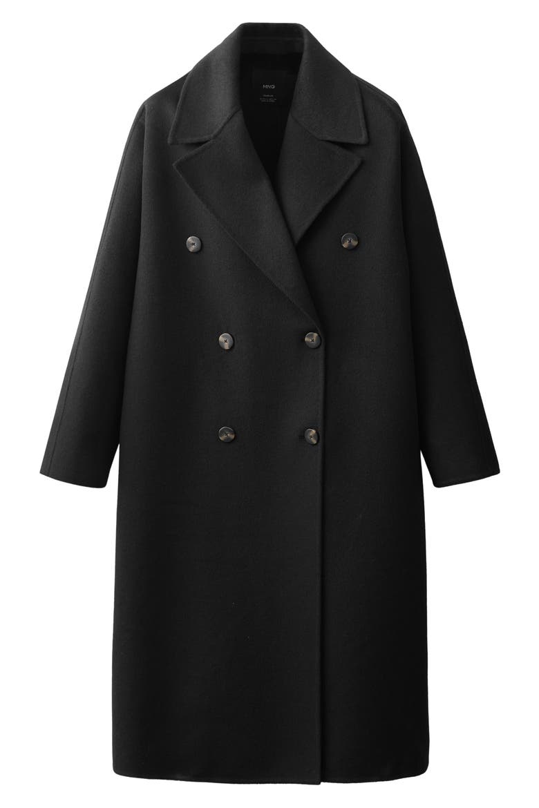 Picarol Double Breasted Wool Blend Coat, Alternate, color, BLACK