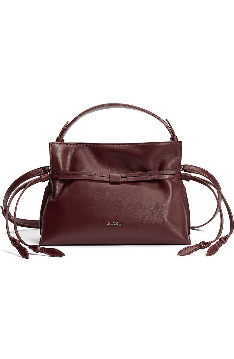 Sam Edelman Small Poppy Drawstring Leather Crossbody Bag, Alternate, color, Bordeaux