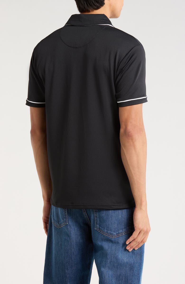 DENIM AND FLOWER Tipped Short Sleeve Polo, Alternate, color, Black