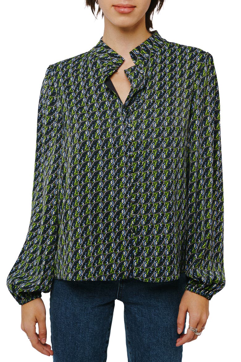 Maive Printed Button-Up Top, Main, color, BLACK MULTI