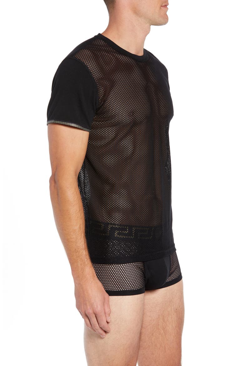 Girocollo Mesh T-Shirt, Alternate, color, BLACK