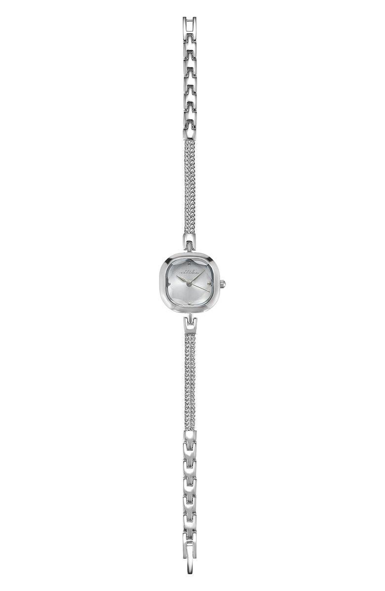 Ettika Petite Square Bracelet Watch, 22mm x 22mm, Alternate, color, Silver