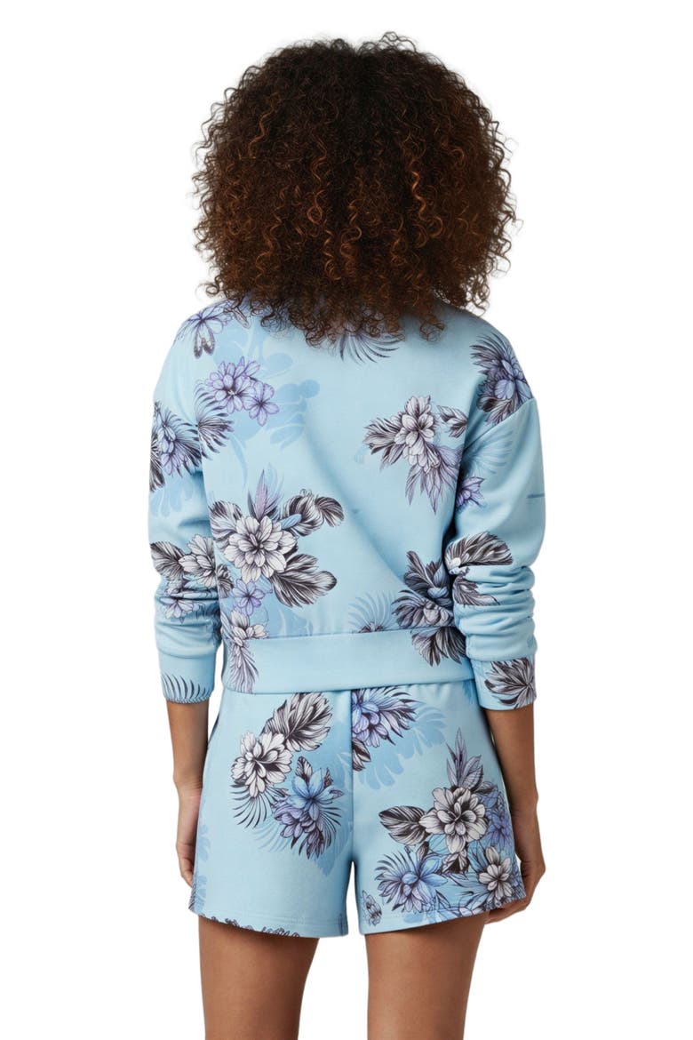 Exotic Floral Womens Cropped Zip Jacket, Alternate, color, EXOTIC FLORAL TEAL
