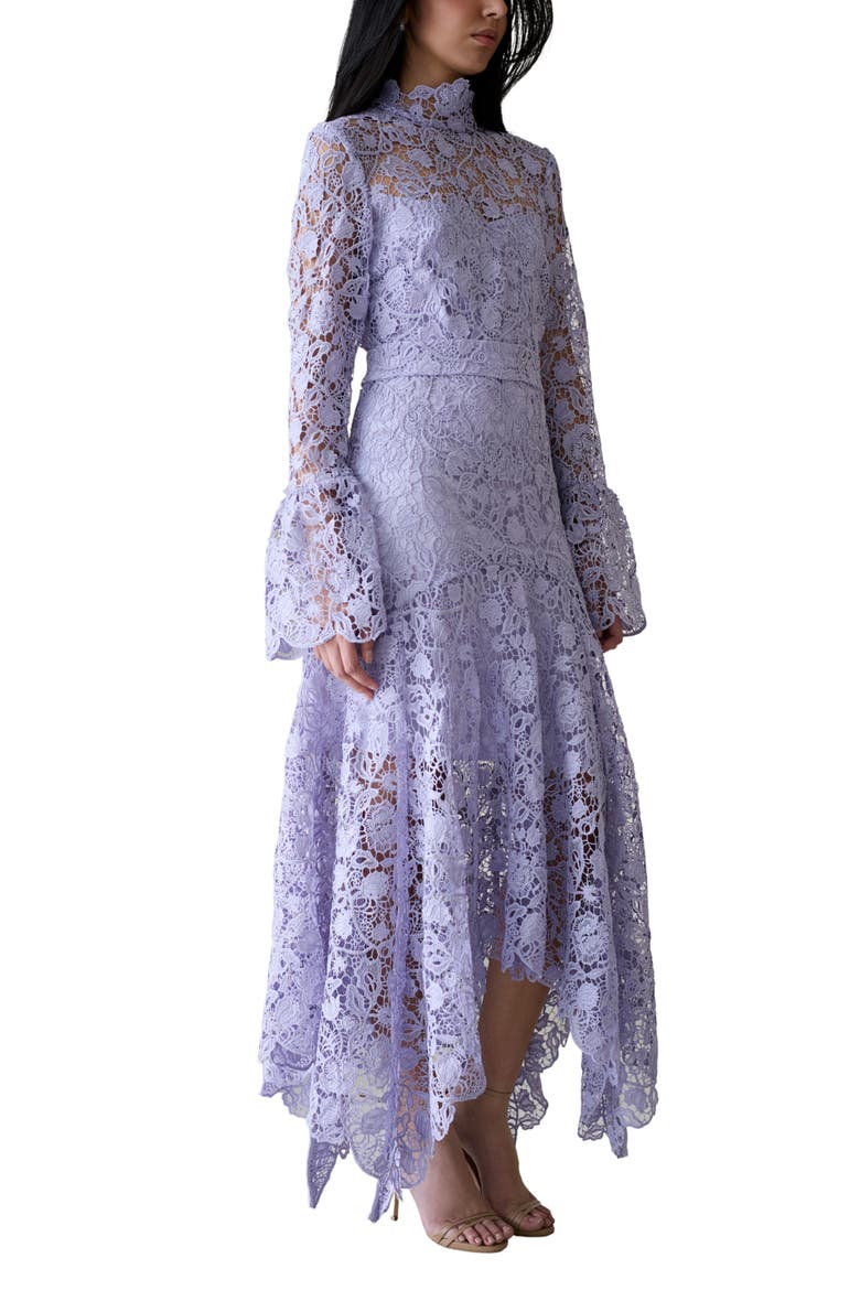 Leila High Neck Lace Dress Lilac, Main, color, Lilac