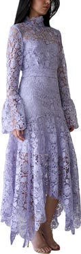 Vasiliki Leila High Neck Lace Dress Lilac