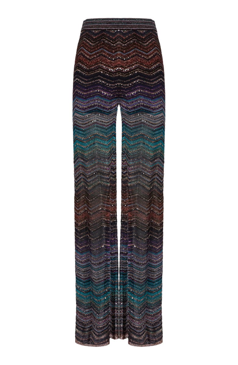 Missoni Wide Chevron Lamé Viscose Trousers With Sequins, Alternate, color, Green& Brown