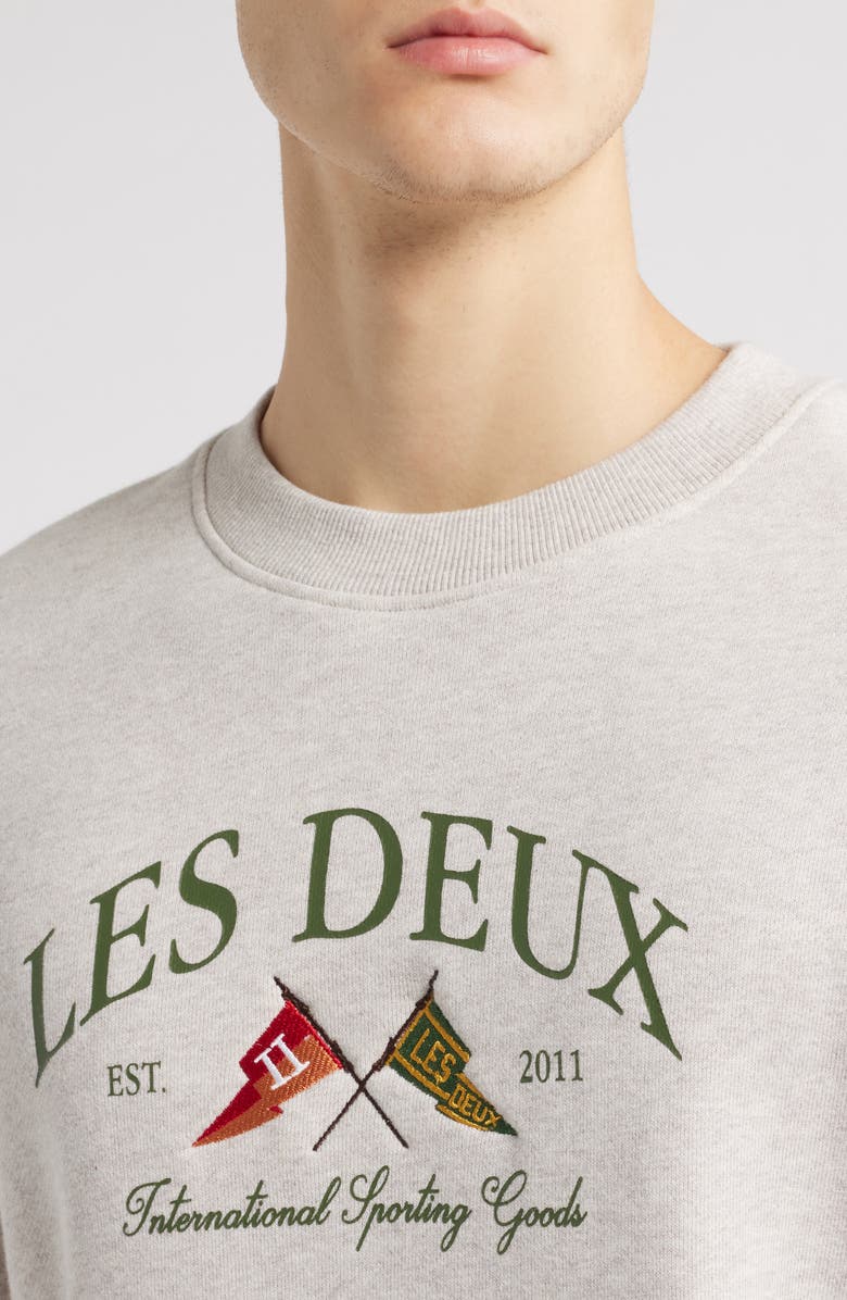 Les Deux Ivy League French Terry Crewneck Sweatshirt, Alternate, color, Oatmeal Melange