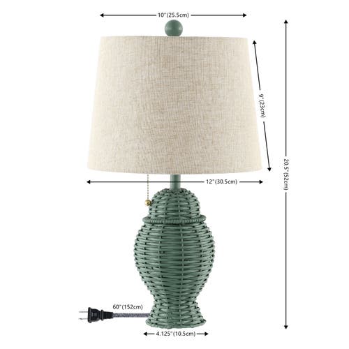 Jonathan Y Margie Wicker 20.5" Bohemian Rustic Iron Led Table Lamp In Green
